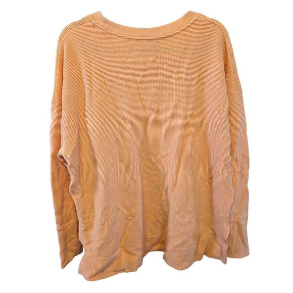 Athleta Orange Coaster Luxe Waffle Knit Sweatshirt Womens Size 1X - Picture 2 of 9
